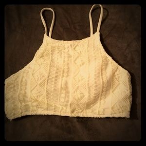 Cream lace swim top